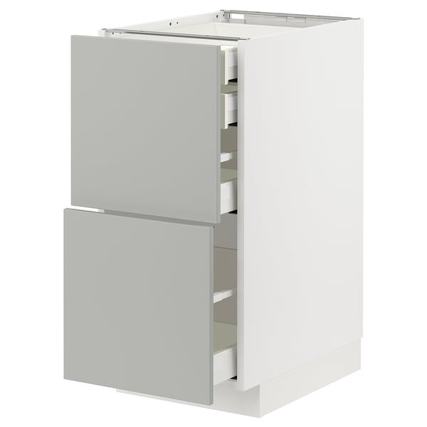 METOD / MAXIMERA base cb 2 frnts/2 low/1 md/1 hi drw, white/Havstorp light grey, 40x60 cm