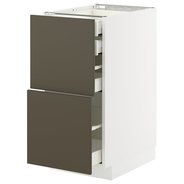 METOD / MAXIMERA - METOD / MAXIMERA Base cb 2 frnts/2 low/1 md/1 hi drw, white/Havstorp brown-beige, 40x60 cm
