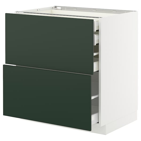 Ikea METOD / MAXIMERA - Base cb 2 frnts/2 low/1 md/1 hi drw, white/Havstorp deep green, 80x60 cm