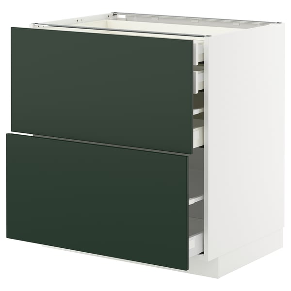 METOD / MAXIMERA base cb 2 frnts/2 low/1 md/1 hi drw, white/Havstorp deep green, 80x60 cm