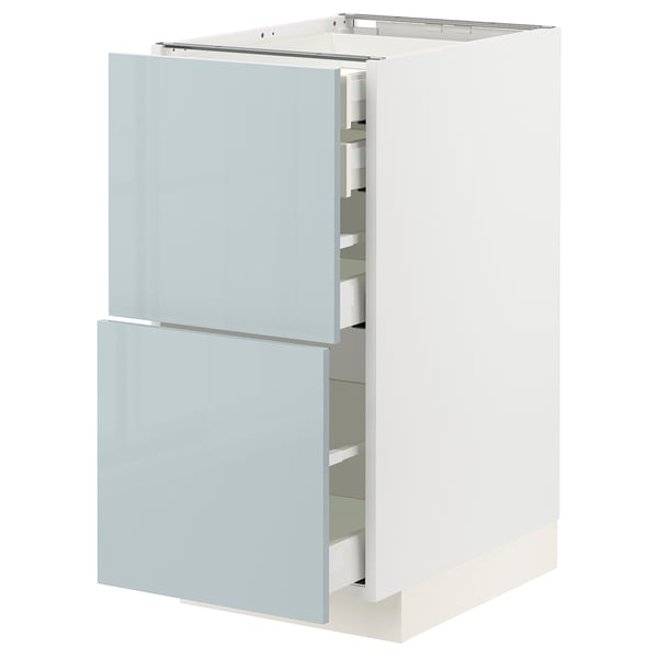 METOD / MAXIMERA - METOD / MAXIMERA Base cb 2 frnts/2 low/1 md/1 hi drw, white/Kallarp light grey-blue, 40x60 cm