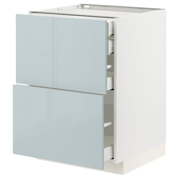 METOD / MAXIMERA base cb 2 frnts/2 low/1 md/1 hi drw, white/Kallarp light grey-blue, 60x60 cm