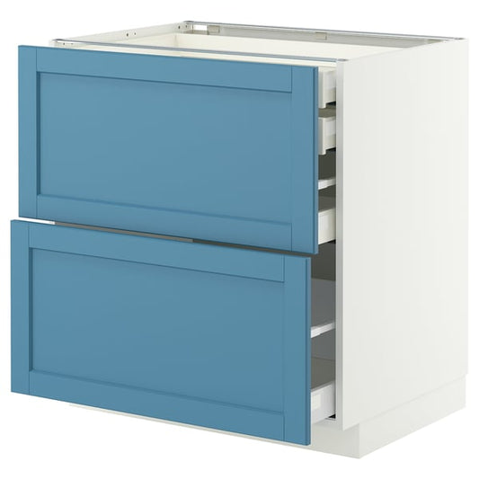 METOD / MAXIMERA mob 2front/2casset bass/1med/1alt, white/Lerhyttan blue, 80x60 cm