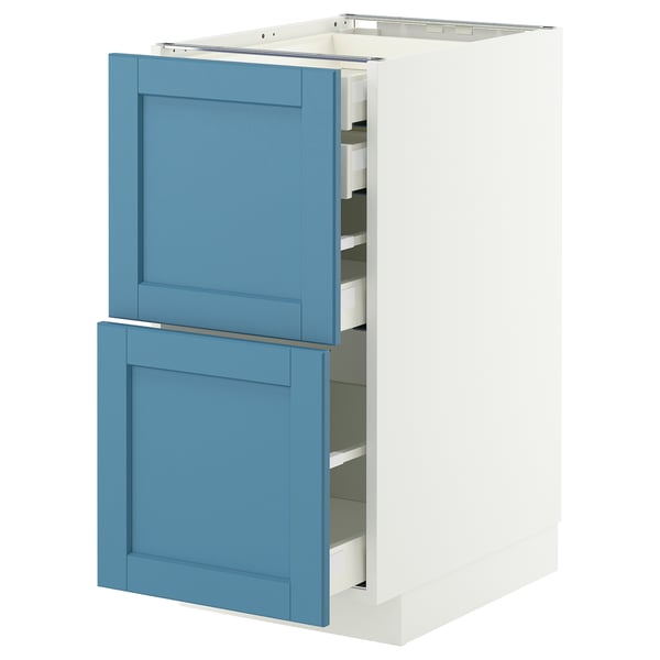 METOD / MAXIMERA mob 2front/2casset bass/1med/1alt, white/Lerhyttan blue, 40x60 cm