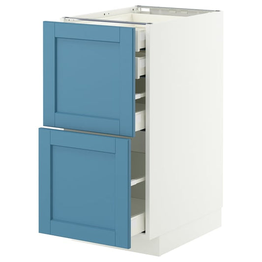 METOD / MAXIMERA mob 2front/2casset bass/1med/1alt, white/Lerhyttan blue, 40x60 cm
