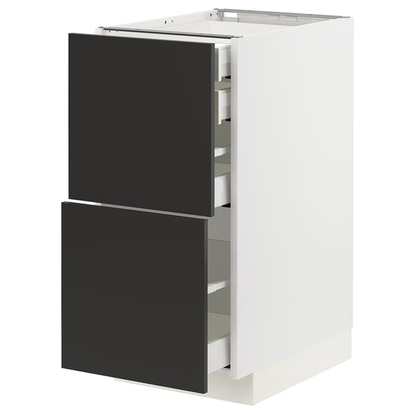 METOD / MAXIMERA base cb 2 frnts/2 low/1 md/1 hi drw, white/Nickebo matt anthracite, 40x60 cm