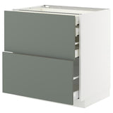 METOD / MAXIMERA base cb 2 frnts/2 low/1 md/1 hi drw, white/Nickebo matt grey-green, 80x60 cm