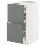 METOD / MAXIMERA base cb 2 frnts/2 low/1 md/1 hi drw, white/Nickebo matt grey-green, 40x60 cm