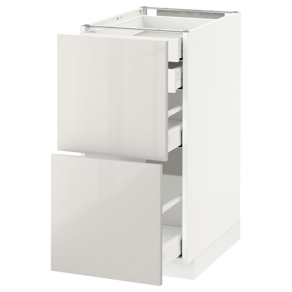 METOD / MAXIMERA base cb 2 frnts/2 low/1 md/1 hi drw, white/Ringhult light grey, 40x60 cm