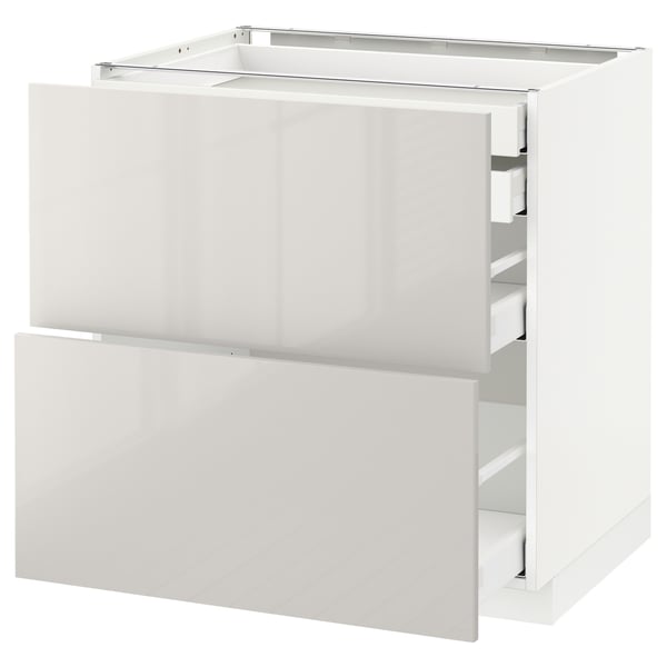 METOD / MAXIMERA base cb 2 frnts/2 low/1 md/1 hi drw, white/Ringhult light grey, 80x60 cm