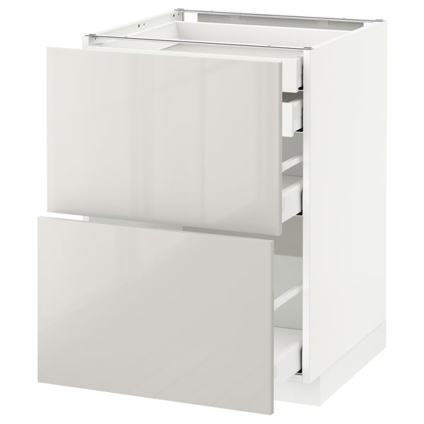 METOD / MAXIMERA - METOD / MAXIMERA Base cb 2 frnts/2 low/1 md/1 hi drw, white/Ringhult light grey, 60x60 cm