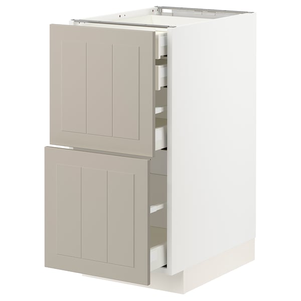 METOD / MAXIMERA base cb 2 frnts/2 low/1 md/1 hi drw, white/Stensund beige, 40.0x80.0x60.0 cm