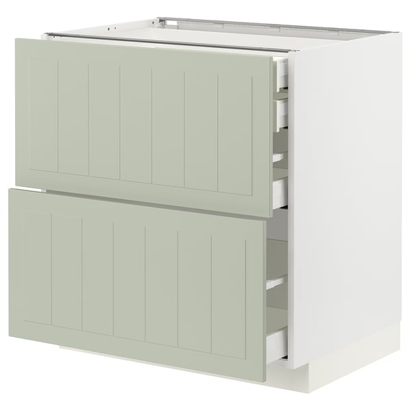 METOD / MAXIMERA base cb 2 frnts/2 low/1 md/1 hi drw, white/Stensund light green, 80x60 cm