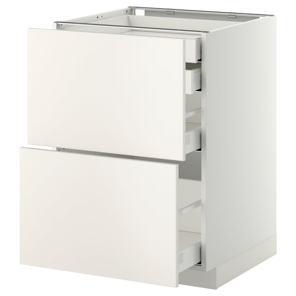 METOD / MAXIMERA - METOD / MAXIMERA Base cb 2 frnts/2 low/1 md/1 hi drw, white/Veddinge white, 60x60 cm