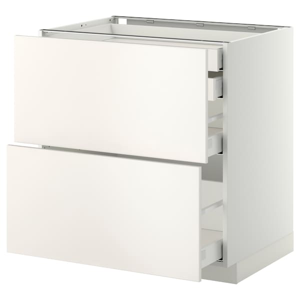 METOD / MAXIMERA - Base cb 2 frnts/2 low/1 md/1 hi drw, white/Veddinge white, 80x60 cm