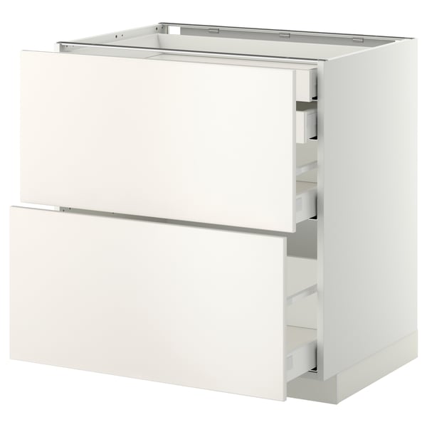 METOD / MAXIMERA - METOD / MAXIMERA Base cb 2 frnts/2 low/1 md/1 hi drw, white/Veddinge white, 80x60 cm