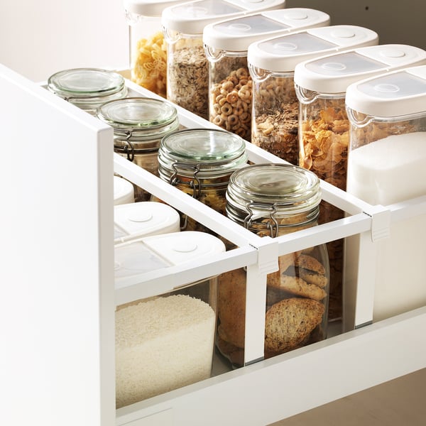 METOD / MAXIMERA base cb 2 frnts/2 low/1 md/1 hi drw, white/Veddinge white, 60x60 cm