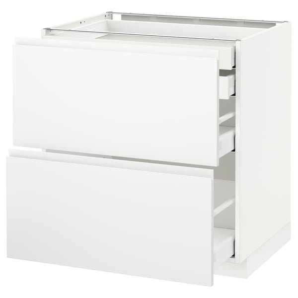 METOD / MAXIMERA base cb 2 frnts/2 low/1 md/1 hi drw, white/Voxtorp matt white, 80x60 cm