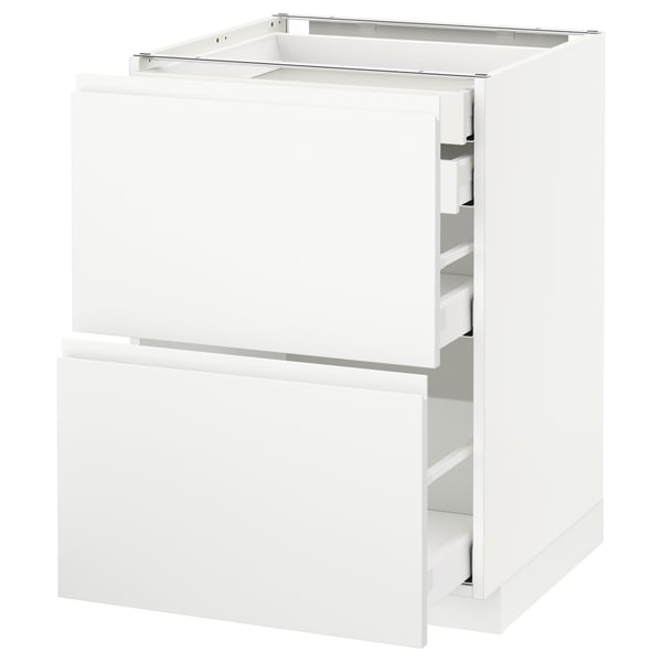 METOD / MAXIMERA base cb 2 frnts/2 low/1 md/1 hi drw, white/Voxtorp matt white, 60x60 cm
