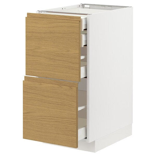 METOD / MAXIMERA base cb 2 frnts/2 low/1 md/1 hi drw, white/Voxtorp oak effect, 40x60 cm