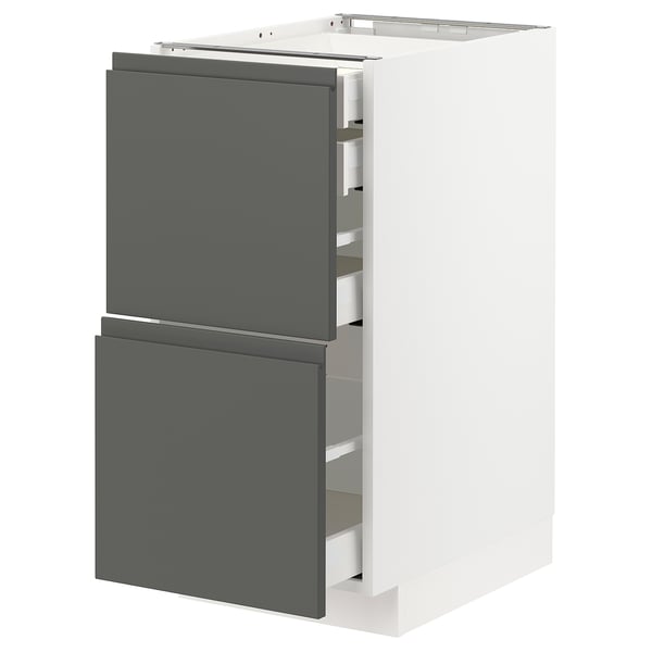 METOD / MAXIMERA base cb 2 frnts/2 low/1 md/1 hi drw, white/Voxtorp dark grey, 40x60 cm