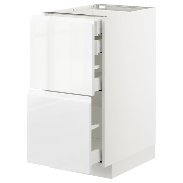 METOD / MAXIMERA - Base cb 2 frnts/2 low/1 md/1 hi drw, white/Voxtorp high-gloss/white, 40x60 cm