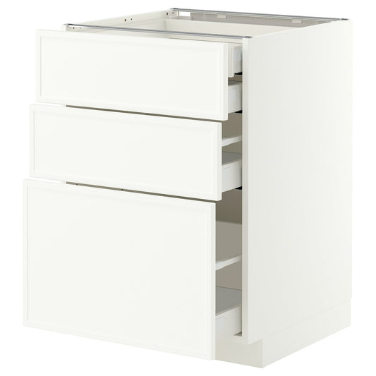 METOD / MAXIMERA base cb 3 frnts/2 low/1 md/1 hi drw, white/Aspudden matt white, 60x60 cm