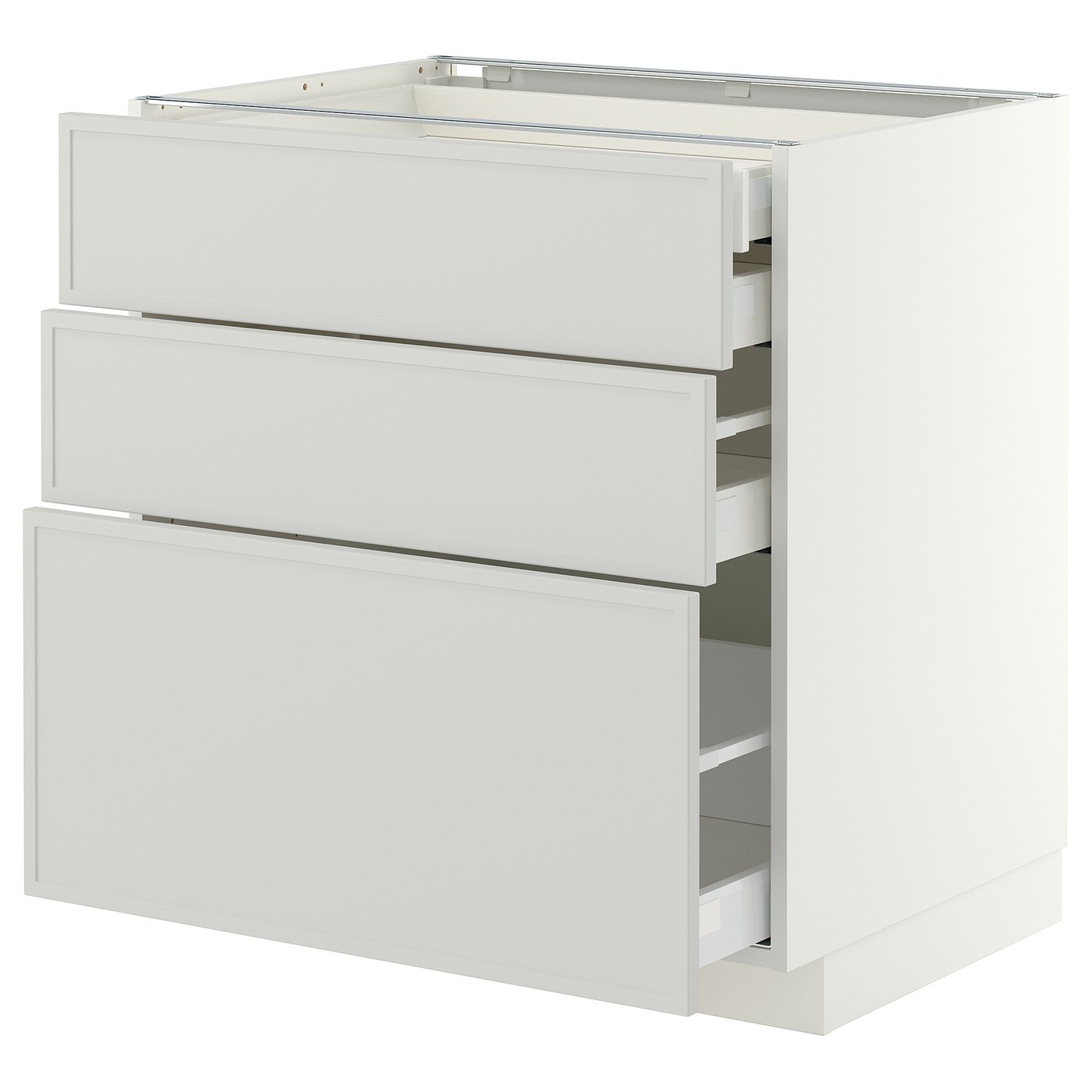 METOD / MAXIMERA base cb 3 frnts/2 low/1 md/1 hi drw, white/Aspudden light grey, 80x60 cm