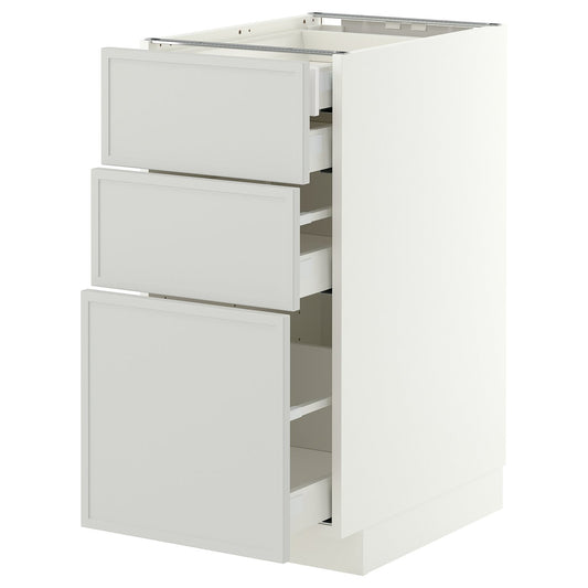 METOD / MAXIMERA base cb 3 frnts/2 low/1 md/1 hi drw, white/Aspudden light grey, 40x60 cm