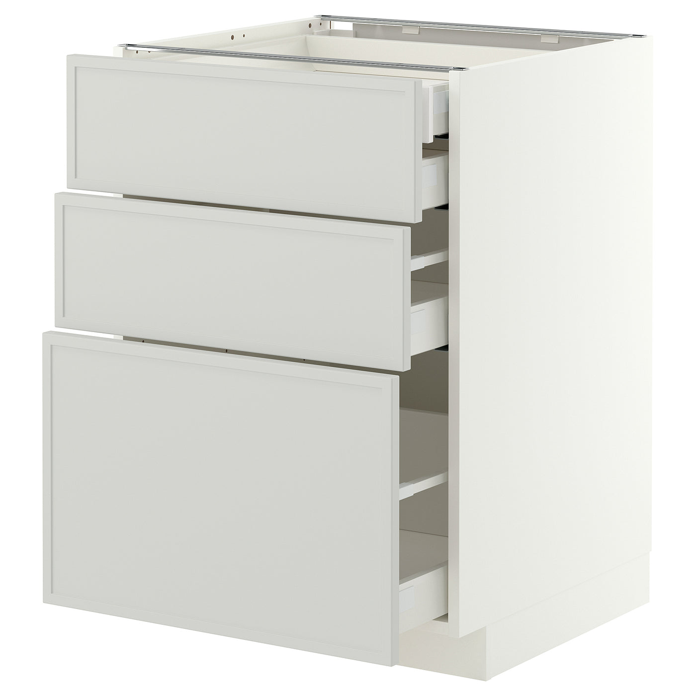 METOD / MAXIMERA base cb 3 frnts/2 low/1 md/1 hi drw, white/Aspudden light grey, 60x60 cm
