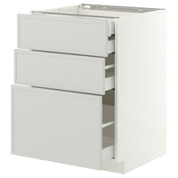 METOD / MAXIMERA base cb 3 frnts/2 low/1 md/1 hi drw, white/Aspudden light grey, 60x60 cm