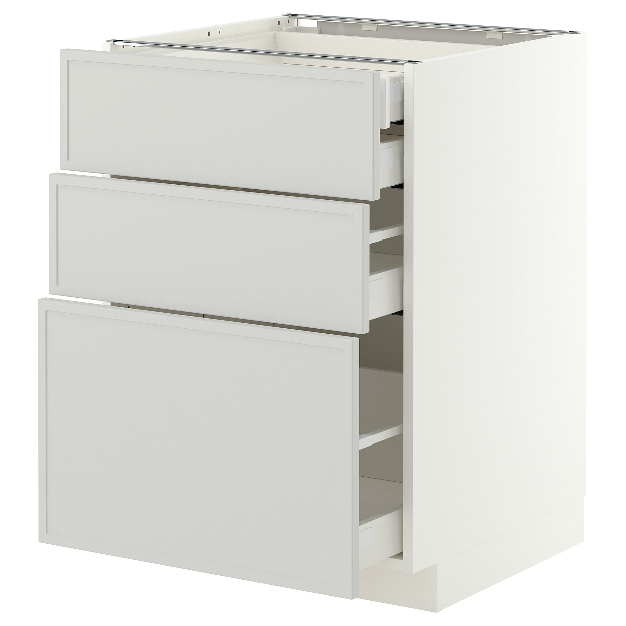 METOD / MAXIMERA base cb 3 frnts/2 low/1 md/1 hi drw, white/Aspudden light grey, 60x60 cm