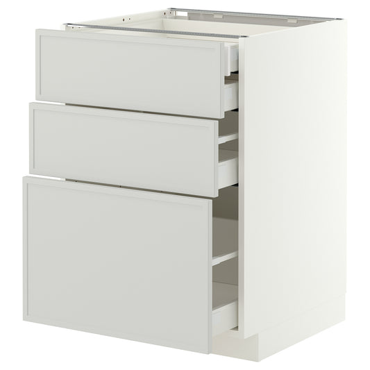 METOD / MAXIMERA base cb 3 frnts/2 low/1 md/1 hi drw, white/Aspudden light grey, 60x60 cm