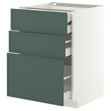 METOD / MAXIMERA base cb 3 frnts/2 low/1 md/1 hi drw, white/Aspudden dark grey-green, 60x60 cm