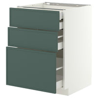 METOD / MAXIMERA base cb 3 frnts/2 low/1 md/1 hi drw, white/Aspudden dark grey-green, 60x60 cm