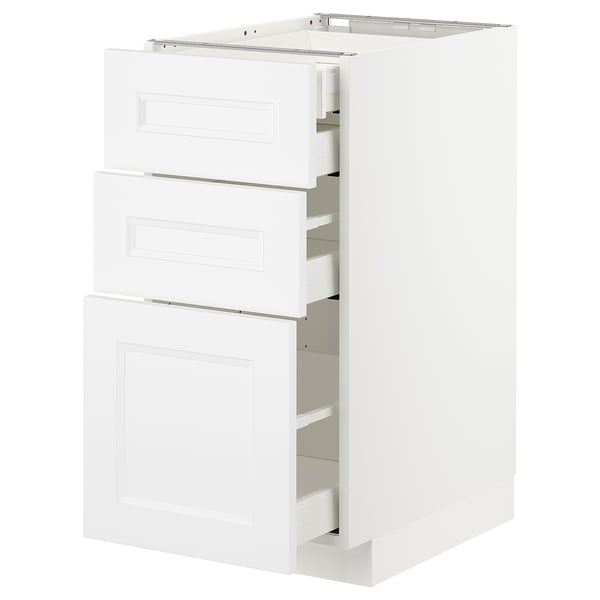 METOD / MAXIMERA base cb 3 frnts/2 low/1 md/1 hi drw, white/Axstad matt white, 40x60 cm