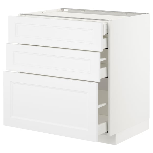 METOD / MAXIMERA base cb 3 frnts/2 low/1 md/1 hi drw, white/Axstad matt white, 80x60 cm