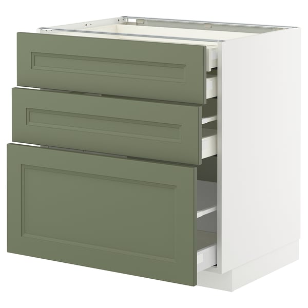 METOD / MAXIMERA - METOD / MAXIMERA Base cb 3 frnts/2 low/1 md/1 hi drw, white/Axstad grey-green, 80x60 cm