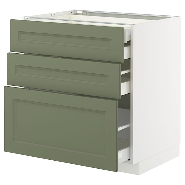 METOD / MAXIMERA - METOD / MAXIMERA Base cb 3 frnts/2 low/1 md/1 hi drw, white/Axstad grey-green, 80x60 cm