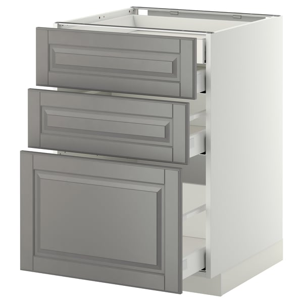 METOD / MAXIMERA - METOD / MAXIMERA Base cb 3 frnts/2 low/1 md/1 hi drw, white/Bodbyn grey, 60x60 cm