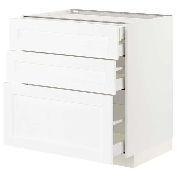 METOD / MAXIMERA base cb 3 frnts/2 low/1 md/1 hi drw, white Enköping/white wood effect, 80x60 cm