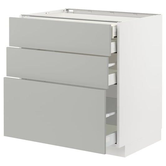 Ikea METOD / MAXIMERA - Base cb 3 frnts/2 low/1 md/1 hi drw, white/Havstorp light grey, 80x60 cm