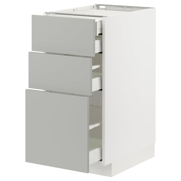 METOD / MAXIMERA base cb 3 frnts/2 low/1 md/1 hi drw, white/Havstorp light grey, 40x60 cm