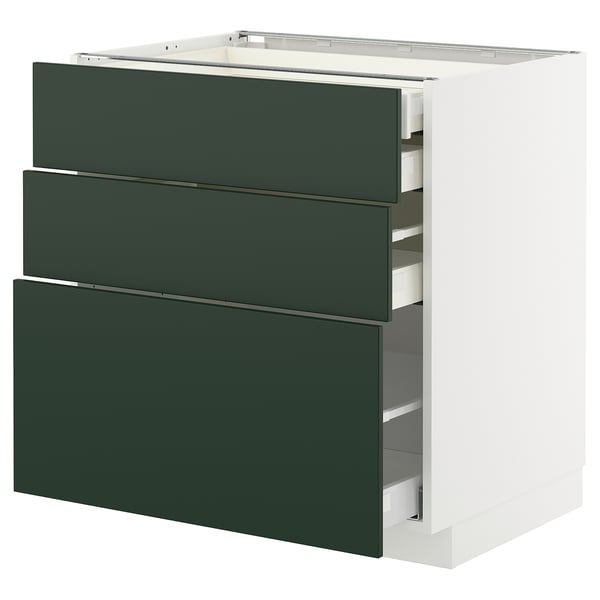 METOD / MAXIMERA base cb 3 frnts/2 low/1 md/1 hi drw, white/Havstorp deep green, 80x60 cm