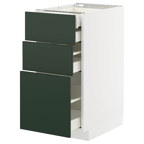 METOD / MAXIMERA - Base cb 3 frnts/2 low/1 md/1 hi drw, white/Havstorp deep green, 40x60 cm