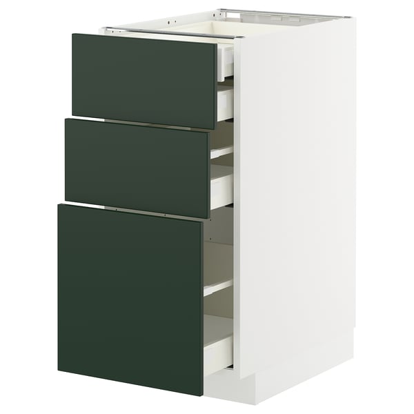 METOD / MAXIMERA - METOD / MAXIMERA Base cb 3 frnts/2 low/1 md/1 hi drw, white/Havstorp deep green, 40x60 cm