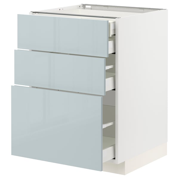 METOD / MAXIMERA base cb 3 frnts/2 low/1 md/1 hi drw, white/Kallarp light grey-blue