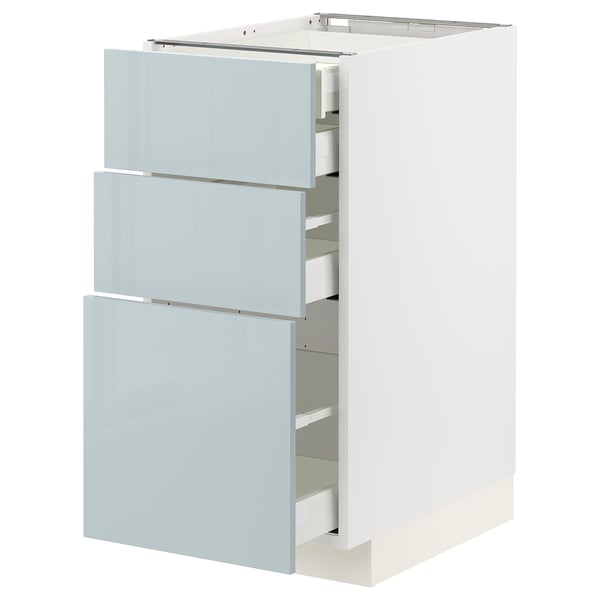 METOD / MAXIMERA - Base cb 3 frnts/2 low/1 md/1 hi drw, white/Kallarp light grey-blue, 40x60 cm