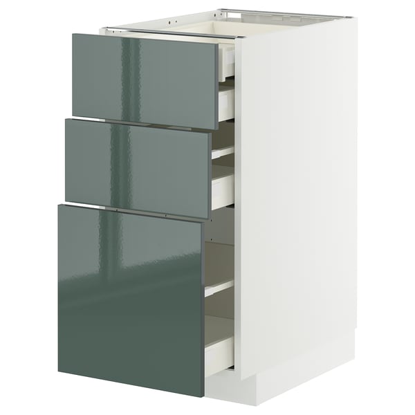 METOD / MAXIMERA - METOD / MAXIMERA Base cb 3 frnts/2 low/1 md/1 hi drw, white/Kallarp high-gloss dark grey-green, 40x60 cm