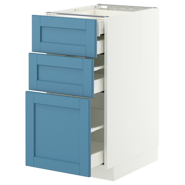METOD / MAXIMERA mob 3front/2casset bas/1med/1alt, white/Lerhyttan blue, 40x60 cm